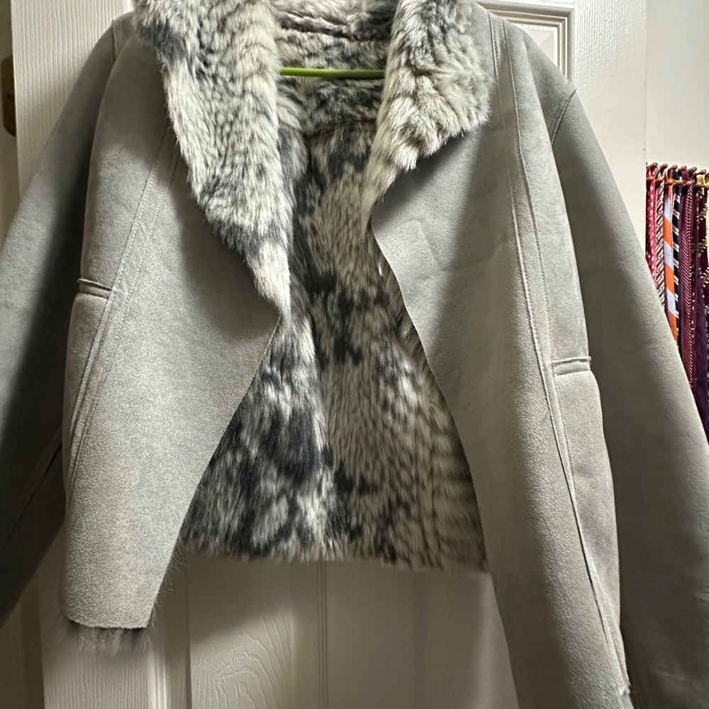 Gray Faux Fur Lined Women's Jacket